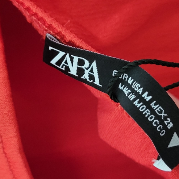 Zara Red Satin Halter Midi dress Medium - Picture 4 of 6